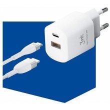 Charger 20W 1xUSB-C +USB-A PD QC White