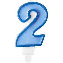 PartyDeco Birthday candle, number 2, blue, 7...