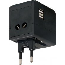 Omega travel adapter 4in1 USB, black (43645)