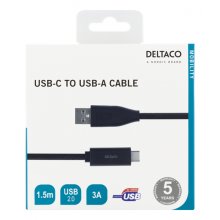 DELTACO USB 2.0 kaabel, tüüp C - tüüp A, 1,5...