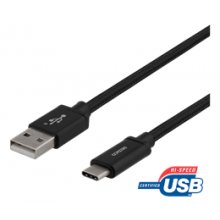 DELTACO USB-A kuni USB-C kaabel, 1m, USB...