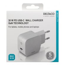 DELTACO USB-C wall charger 30 W with PD and...