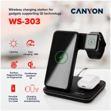 CANYON wireless charger WS-303 15W 3in1 Gray