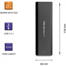 Qoltec Enclosure for M2 SSD, NVME, USB type...