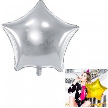 PartyDeco Foil Balloon, 48 cm, silver / Star
