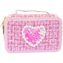 Nice Tweed pencil case 3 levels light pink