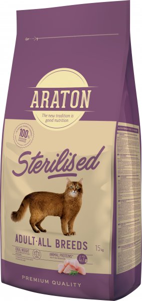 ARATON Cat Adult Sterilised 15kg ART45641 Pets24.ee