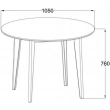 Home4you Söögilaud ROXBY, D105xH76cm, valge