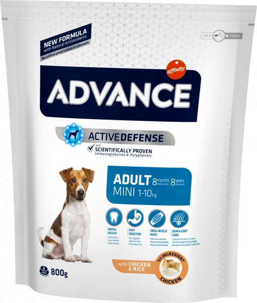 ADVANCE Dog Mini Adult Chicken Rice 0 8kg 8410650150178 Pets24.ee