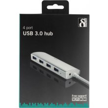 DELTACO USB Hub 4xUSB 3.0, 0.3m, silver...