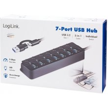 LogiLink USB3.2 Gen1 hub, 7 port on/off...