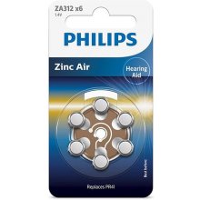 Philips Patarei ZA312 1.4 V 6 tk Zinc Air...