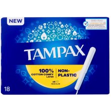 Tampax Non-Plastic Regular 18pc - Tampon for...