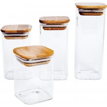 Home4you Glass jar THERON 6x6xH12cm with a...