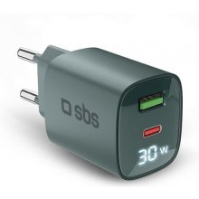 SBS Charger GaN 30W, USB-C, LCD, Light Blue