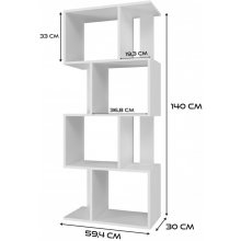 TOP E SHOP Bookcase FIESTA 4P 59.5x30x140...