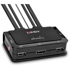 LINDY KVM Switch Compact 2 Port HDMI USB 2.0...