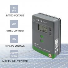 Qoltec Solar charge controller MPPT 20A,12V...