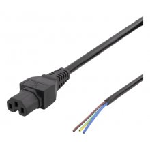 Deltaco C15 to open ended power cord, 2m...