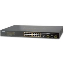 PLANET 16-Port 10/100TX 802.3at PoE + 2-Port...