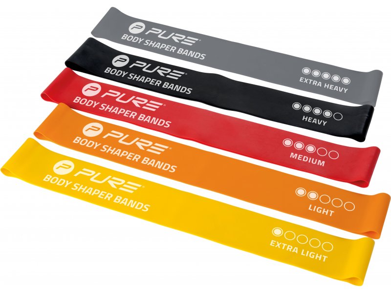 Pure2Improve Resistance Bands Set of 5 Black, Grey, Orange, Red