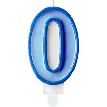 PartyDeco Birthday candle, number 0, blue, 7...