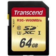 Флешка TRANSCEND SDXC 64GB Class 10 UHS-I U3...