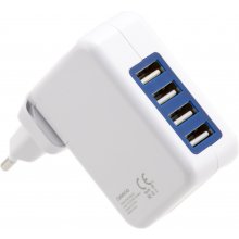 Omega USB charger 4xUSB EU + cable, white...