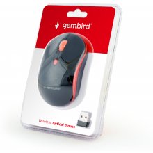 Мышь GEMBIRD MOUSE USB OPTICAL WRL BLACK/RED...