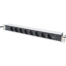 Digitus aluminum outlet strip, 8 safety...