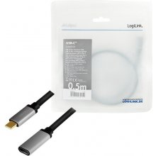 LOGILINK USB-C M/F cable, 4K/60Hz, alu, 0.5m