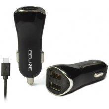 Car charger 2xUSB + USB-C 2,1A black