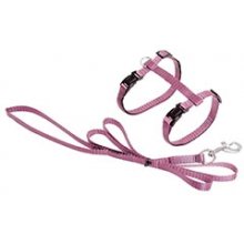 Flamingo pink harness with leash for cats