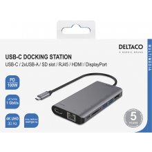 DELTACO Док-станция USB-C HDMI / DP / RJ45...
