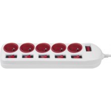 Maclean Power strip 5 socket with switches...