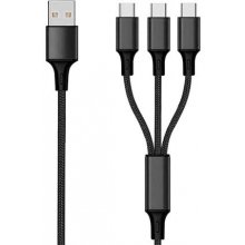 2GO 3in1 USB Ladekabel USB Type-C Nylon 1,5m...