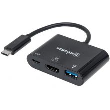 Manhattan USB-C Dock/Hub, Ports (x3): HDMI...