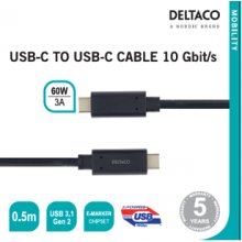 DELTACO USBC 3.1 GEN2 10Gbps / 3A / E-marker...