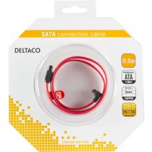 Deltaco SATA cable, 0.5m, angled, red...