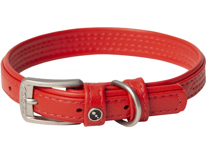 Rogz Leather Range Small 15mm Pin Buckle Dog Collar, Red 70621 - Pets24.ee