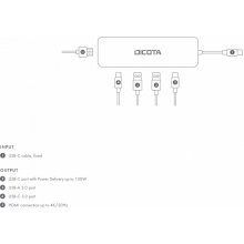 DICOTA USB-C 5-in-1 Video Hub 4K PD 100W...