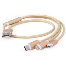 GEMBIRD CABLE USB CHARGING 3IN1 1M/GOLD...