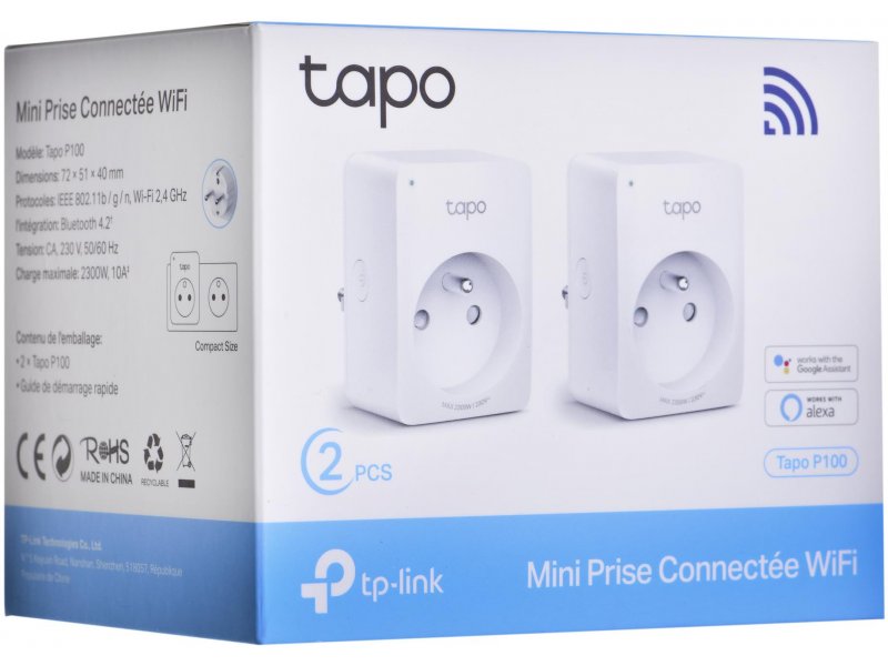 Tapo P100 (4-pack), Pack de 4 Mini Prises Connectées WiFi
