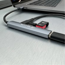 Tellur 4in1 USB-C 3.1 Hub Aluminum, Grey