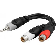 DELTACO Cable 3.5mm M-2xRCA F, 0.1m / AA-6