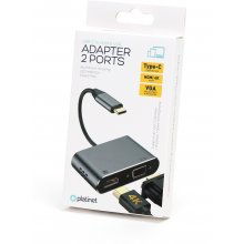 Platinet адаптер USB-C - HDMI/VGA (45224)