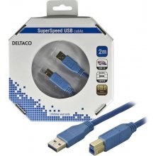 DELTACO Cable USB 3.0 "A-B", 2.0m, blue...
