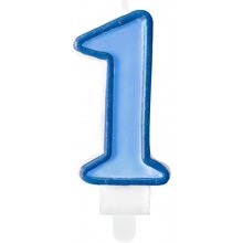 PartyDeco Birthday candle, number 1, blue, 7...