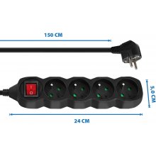 Esperanza ELK212K Power strip 4GN/1,5M Black