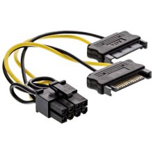 Inline Power adaptor cable, 2x SATA male...